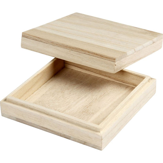 Wooden Box with Lid - 10x10cm