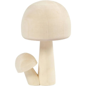 Wooden Mushrooms, H: 8.5 Cm, W: 5.5 Cm, 1 Pc, Pine