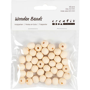 Wooden Beads Diameter.10 Hole Size 2.5mm (40 Pack)