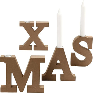 WOODEN XMAS CANDLE HOLDER -4pcs