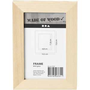 Frame With Glass, Size 10.5X15.6 Cm, Carving: 6.8X11.8 Cm