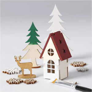 Wooden Christmas Figurines - DIY House, Tree, Roe, Deer