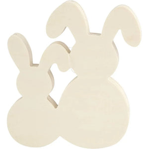 Bunnies, H: 17 Cm, W: 16 Cm, 1 Set, Plywood