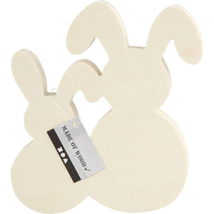 Bunnies, H: 17 Cm, W: 16 Cm, 1 Set, Plywood