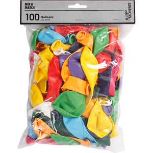 Balloons Round 23cm - Assorted Colours (100 Pack)