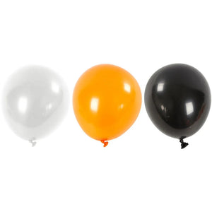 Balloons, D: 26 Cm, 10 Asstd, White, Orange, Black