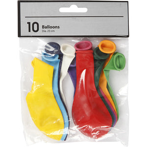 Balloons, D: 23 Cm, 10 Pcs, Asstd. Colours