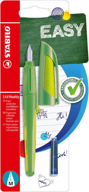 Stabilo Ergonomic EASYbuddy Fountain Pen - Lime Green (Blue Ink Cartridge)