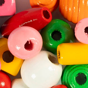 Wooden Beads dia. 5-28mm hole size 25-3mm - Assorted Colours