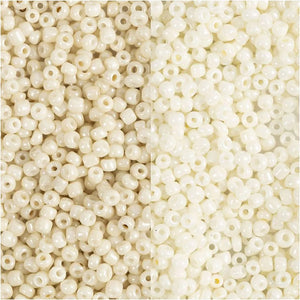 Rocaille Seed Beads, Beige, Mother-of-pearl 