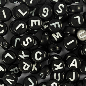 Letter Beads A-Z dia. 7mm hole size 12mm - Black