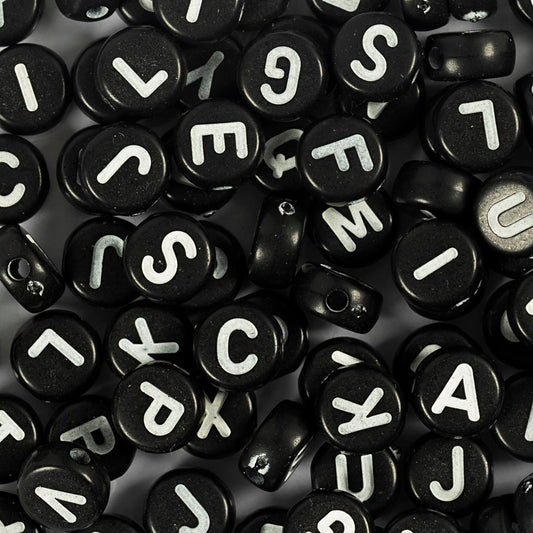 Letter Beads A-Z dia. 7mm hole size 12mm - Black