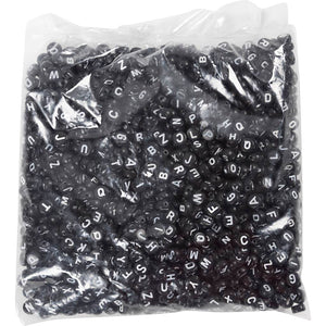 Letter Beads A-Z dia. 7mm hole size 12mm - Black