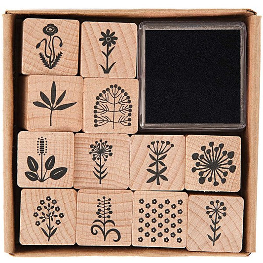 Paper Poetry stamp set flowers 2x2cm 12 pieces