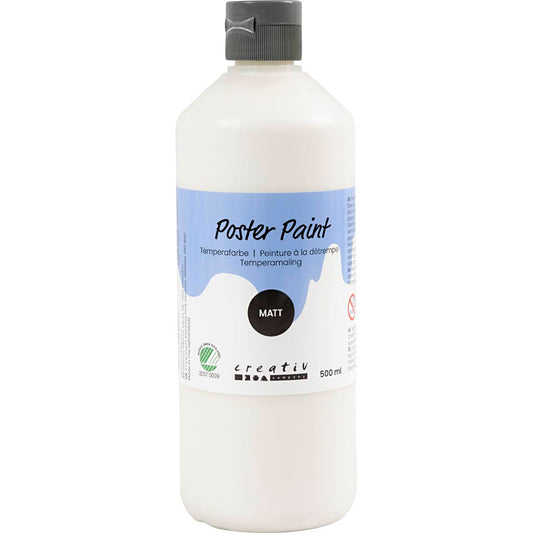 Poster Paint Matt Semi Opaque White 500ml