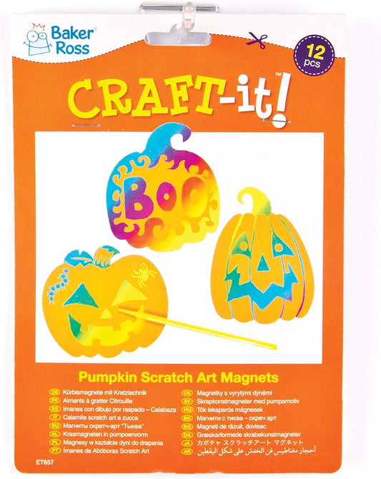 Pumpkin Scratch Art Magnets (Pack of 12)