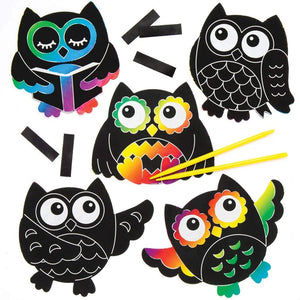 Owl Scratch Art Magnets (Pack of 10)
