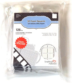 3D Foam Squares (126 Pack), White