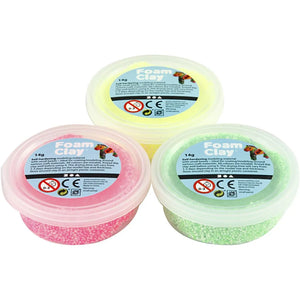 Foam Clay 3x14g - Green, Yellow & Pink