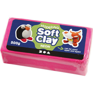 Modeling Basic Soft Clay 13x6x4cm - Neon Pink (500g)