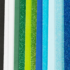 Foam Sheets Size 14x25cm Thickness 2mm Blue/Green Harmony (12 Sheets)