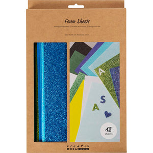 Foam Sheets Size 14x25cm Thickness 2mm Blue/Green Harmony (12 Sheets)