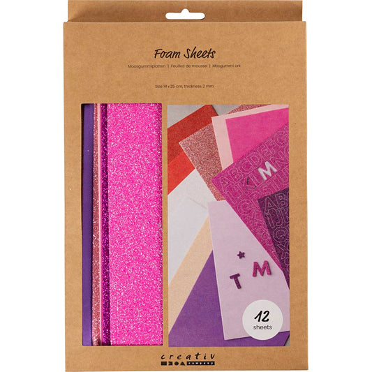 Foam Sheets 14x25cm Thickness 2mm - Purple/Pink Harmony (12 Sheets)