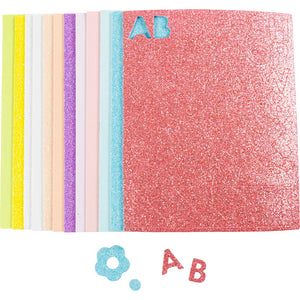 Foam Sheets Size 14x25cm Thickness 2mm - Pastel Glitter (12 Sheets)