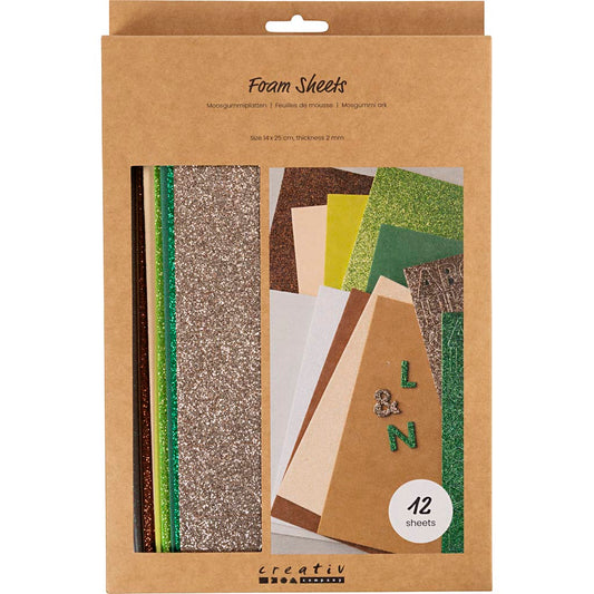 Foam Sheets Size 14x25cm Thickness 2mm - Nature Colours (12 Sheets)