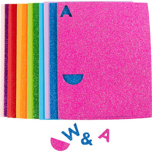 Foam Sheets Size 14x25cm Thickness 2mm - Colourful Glitter (12 Sheets)