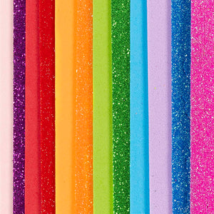 Foam Sheets Size 14x25cm Thickness 2mm - Colourful Glitter (12 Sheets)