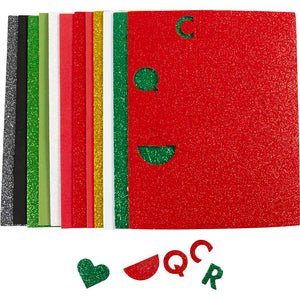 Foam Sheets Size 14x25cm Thickness 2mm - Christmas Colours (12 Sheets)