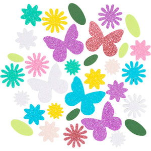 Foam Stickers - Butterfly flower leaf self-adhesive (120 Pack)