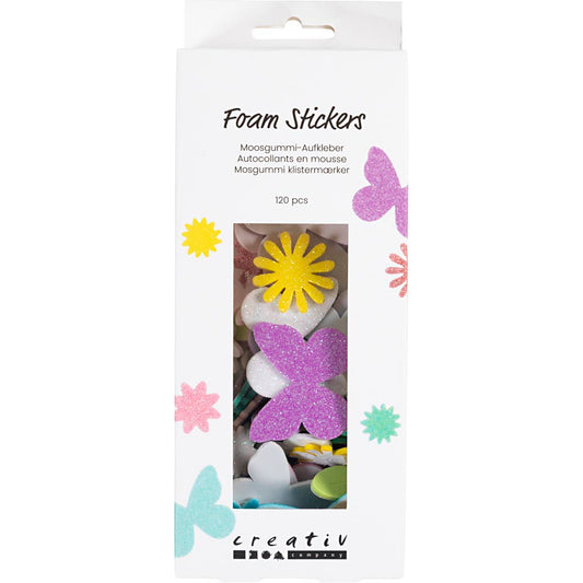 Foam Stickers - Butterfly flower leaf self-adhesive (120 Pack)