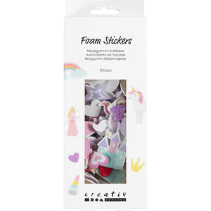 Foam Stickers - Heart princess unicorn 13-50mm Purple/Pink Harmony (150 Pack)