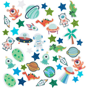 Foam Stickers - Star UFO dinosaur self-adhesive Blue/Grey Harmony (150 Pack)