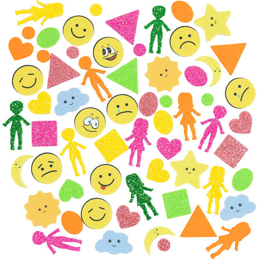 Foam Stickers - Geometry people weather smileys Size 10-40mm (175 Pack)