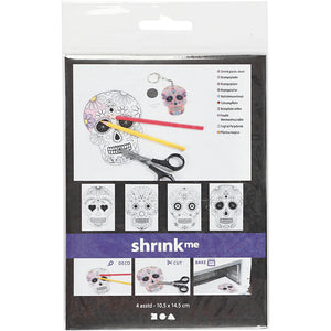 Shrink plastic sheets with motifs