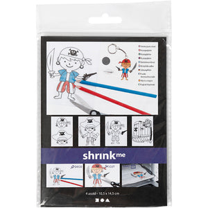 Shrink plastic sheets with motifs