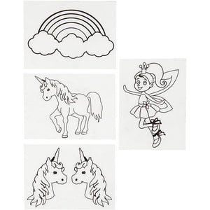 Shrink plastic sheets with motifs