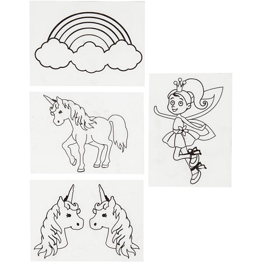 Shrink plastic sheets with motifs