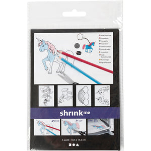 Shrink plastic sheets with motifs