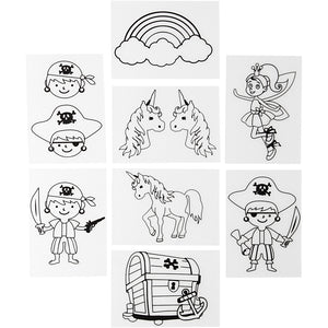 Shrink plastic sheets with motifs