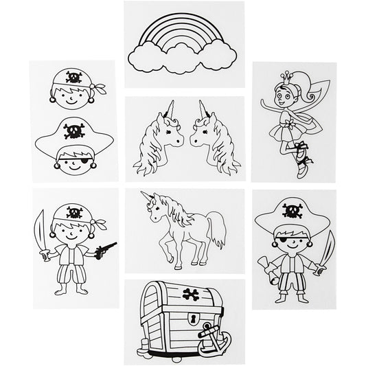 Shrink plastic sheets with motifs