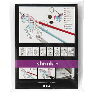 Shrink plastic sheets with motifs