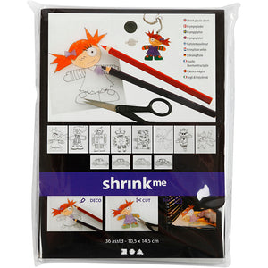 Shrink plastic sheets with motifs