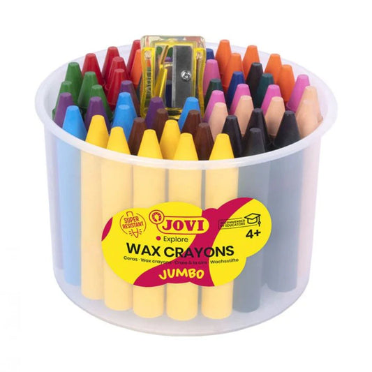 Jovi Jar of Jumbo Wax Crayons - (60 Assorted and Sharpener)