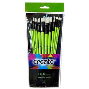 Create Green Long Handle Oil Brush Set (12 Pack)
