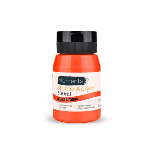 Elements 500ml Studio Acrylic Neon Orange