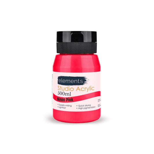 Elements 500ml Studio Acrylic Neon Pink